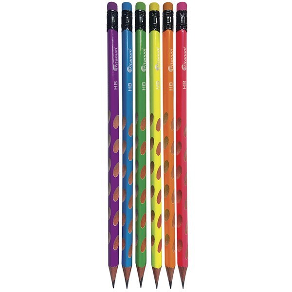 TECHNICAL PENCILS HB TRIANGULAR WITH ERASER 6 PCS. TITANIUM